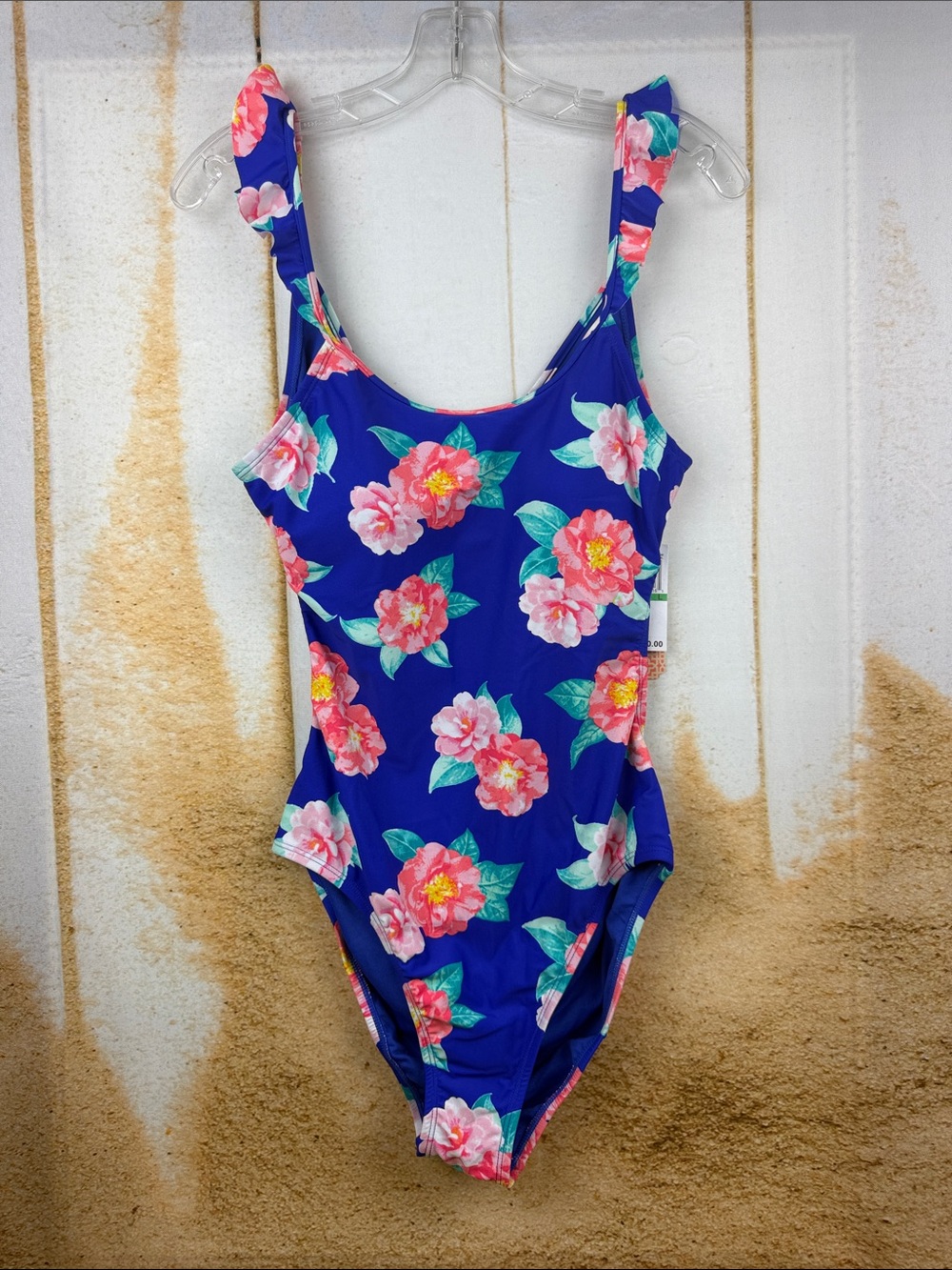 Gianni Bini Royal Blue One-Piece Swimsuit with Pink Floral Print